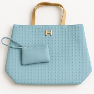 2 Pc. Easter Blue Large European Style Tote Purse w/Wristlet